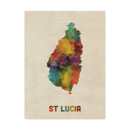 Michael Tompsett 'St Lucia Watercolor Map' Canvas Art,35x47